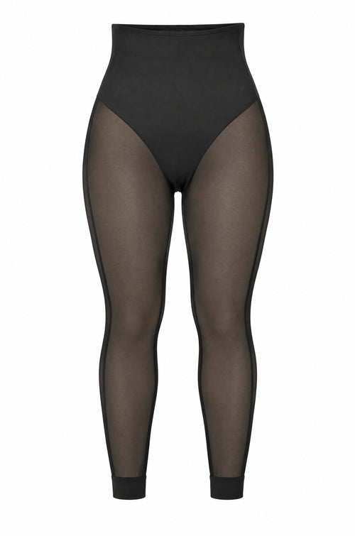 Sheer-Leg Shaping Legging in Black, flat lay