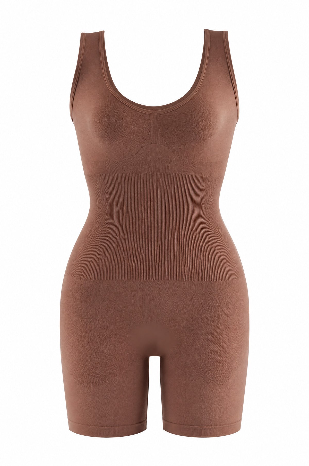 Seamless Tank Bodysuit in Brown, flat lay
