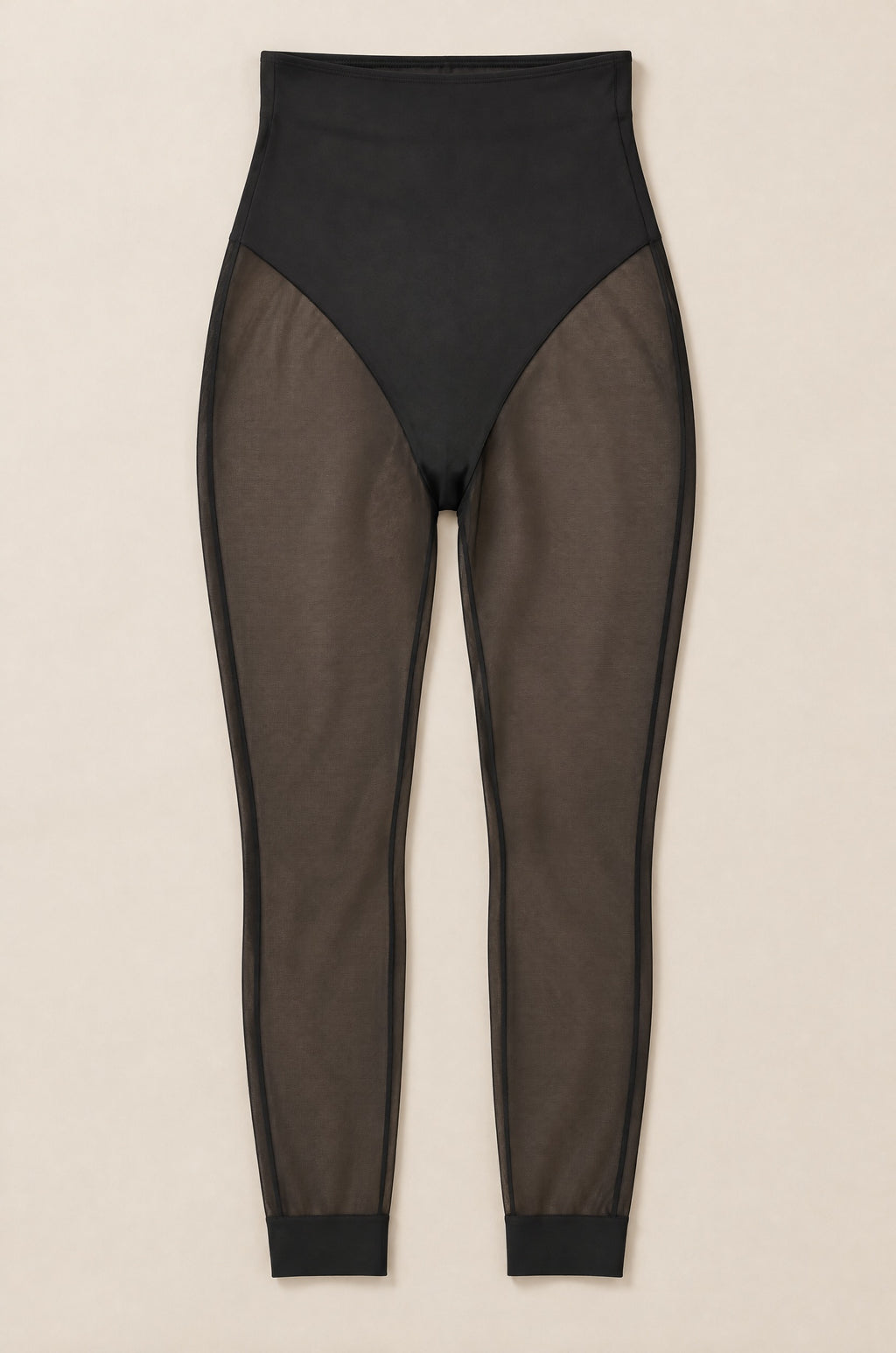 Sheer-Leg Shaping Legging in Onyx laid flat