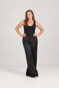 Satin Wide-Leg Pant in Black, front