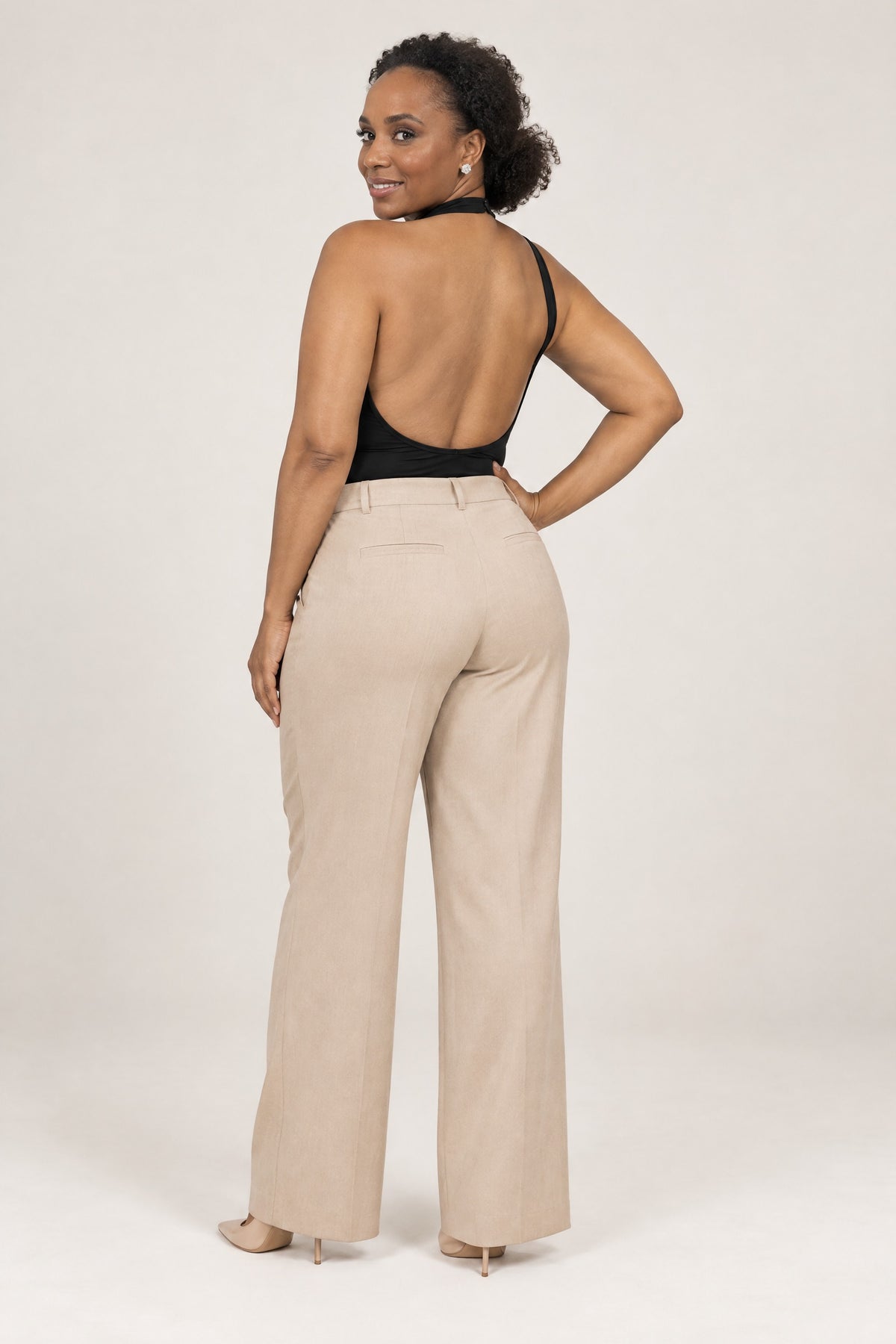 The same open-back top from behind, no bra straps