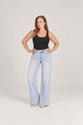 Stretch Wide-Leg Jeans in Light Blue, front