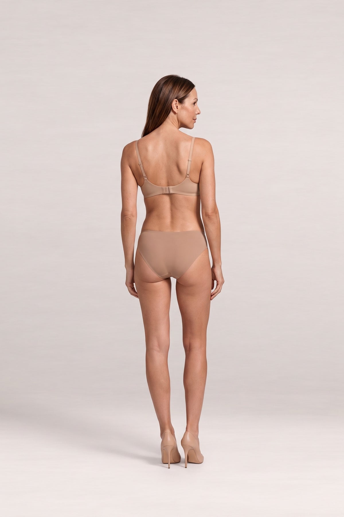Unlined Plunge Bra in Gravel Beige, back